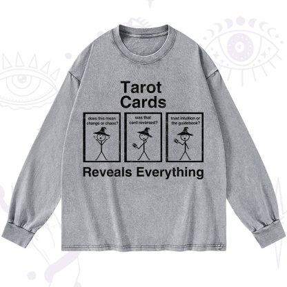 Purplehecate Tarot Card Reveals Everything Washed Long Sleeve Shirt