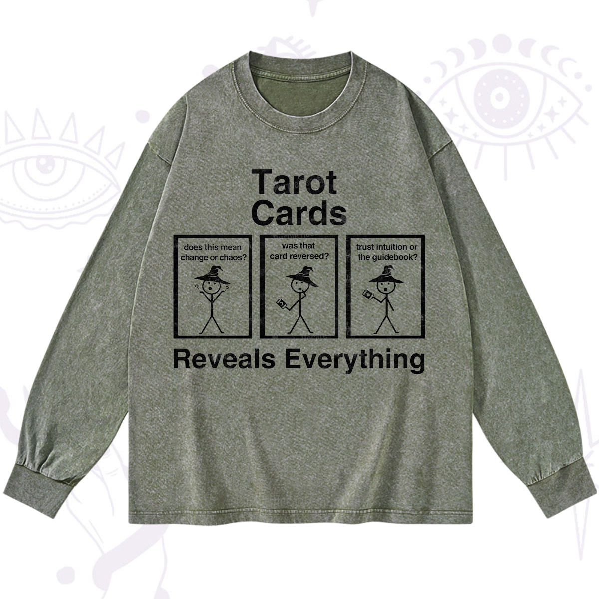 Purplehecate Tarot Card Reveals Everything Washed Long Sleeve Shirt