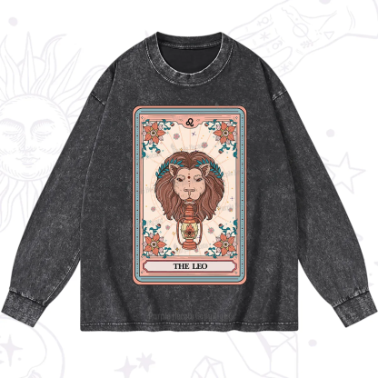 Purplehecate The Leo Tarot Card Washed Long Sleeve Shirt