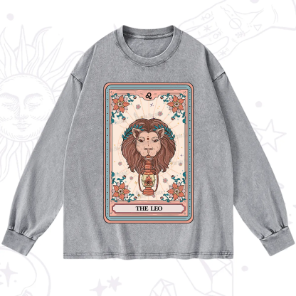 Purplehecate The Leo Tarot Card Washed Long Sleeve Shirt