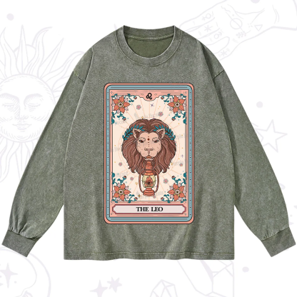 Purplehecate The Leo Tarot Card Washed Long Sleeve Shirt