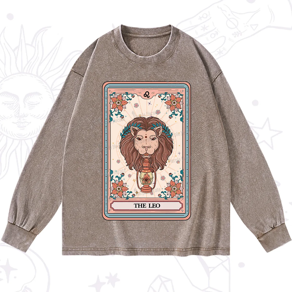 Purplehecate The Leo Tarot Card Washed Long Sleeve Shirt