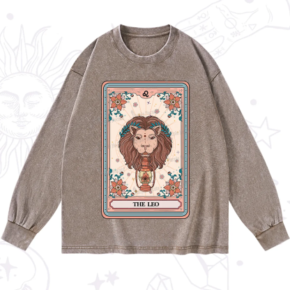 Purplehecate The Leo Tarot Card Washed Long Sleeve Shirt