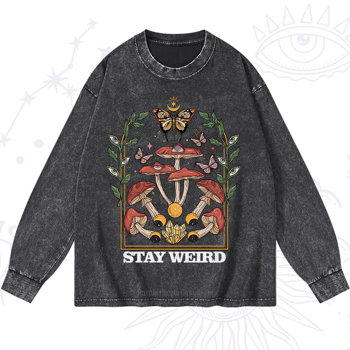 Purplehecate Stay Weird Washed Long Sleeve Shirt