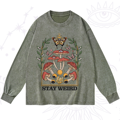 Purplehecate Stay Weird Washed Long Sleeve Shirt