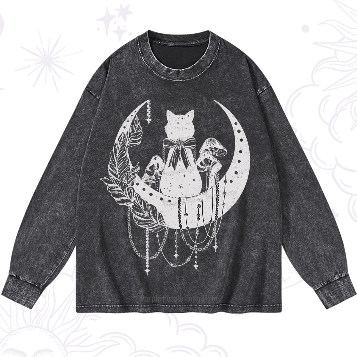 Purplehecate Hecate's Triple Moon Washed Long Sleeve Shirt