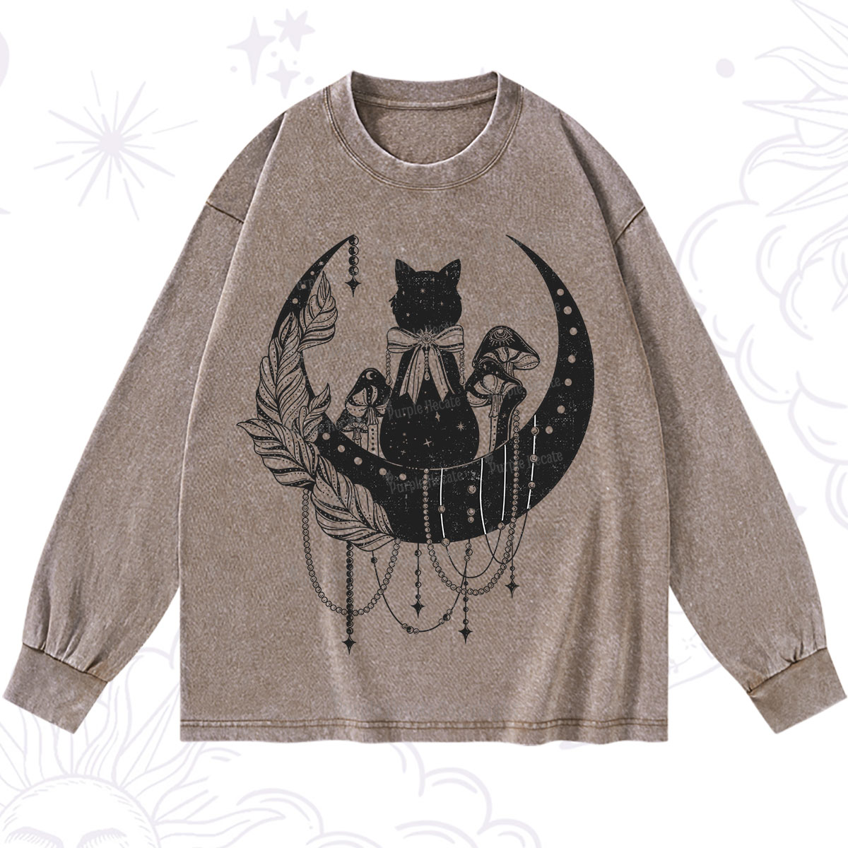 Purplehecate Hecate's Triple Moon Washed Long Sleeve Shirt