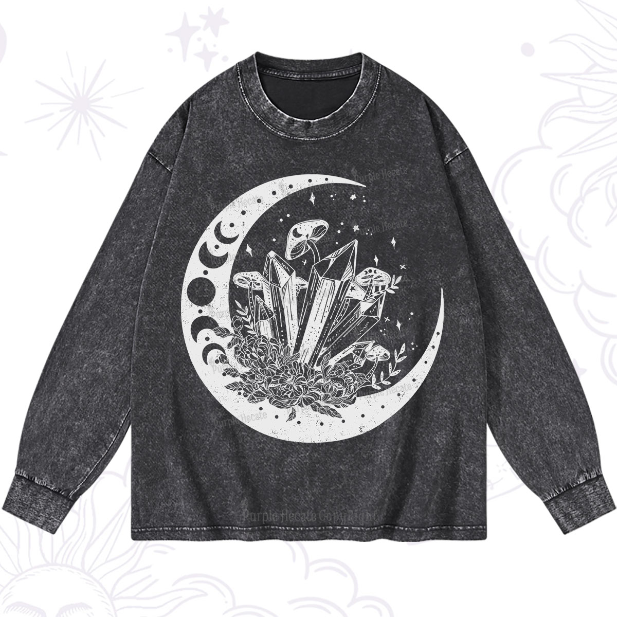 Purplehecate Moonshine and Crystal Washed Long Sleeve Shirt