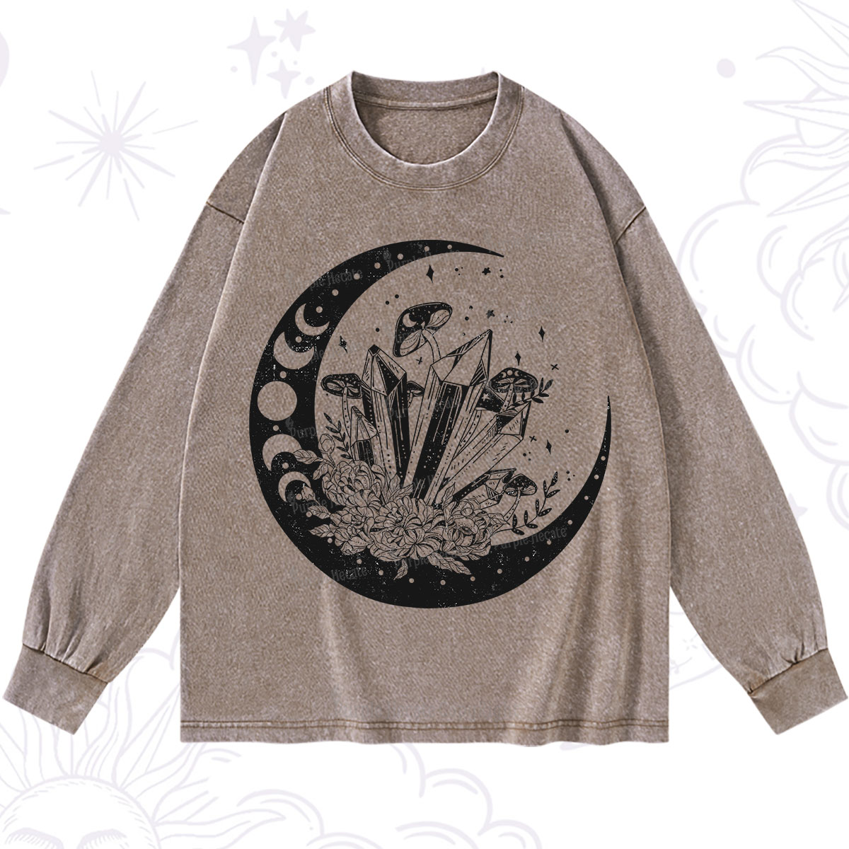 Purplehecate Moonshine and Crystal Washed Long Sleeve Shirt