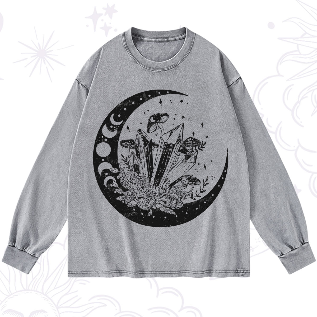 Purplehecate Moonshine and Crystal Washed Long Sleeve Shirt