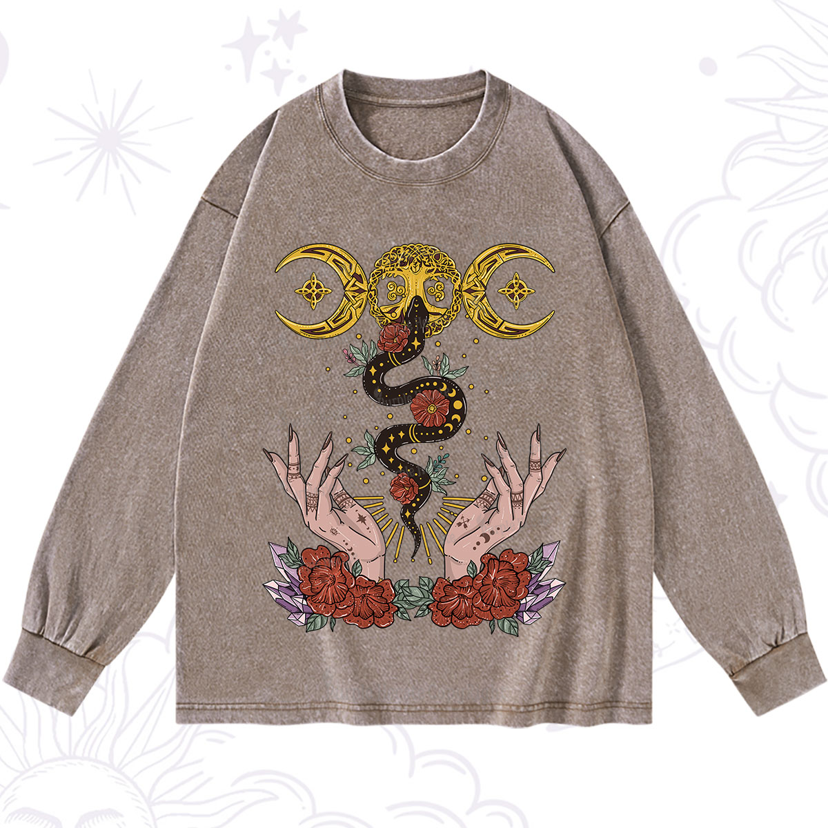 Purplehecate Lunar Bloom Washed Long Sleeve Shirt