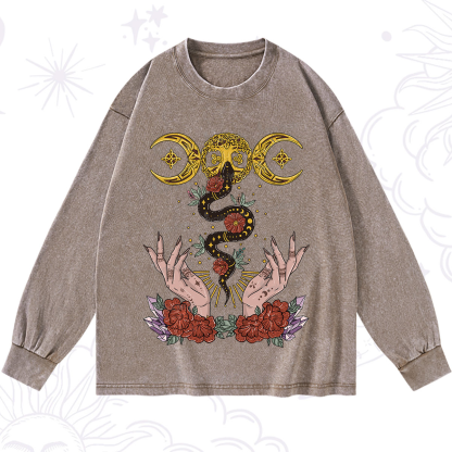 Purplehecate Lunar Bloom Washed Long Sleeve Shirt