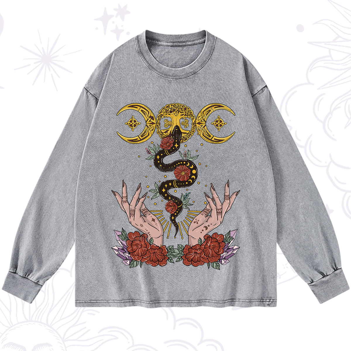 Purplehecate Lunar Bloom Washed Long Sleeve Shirt