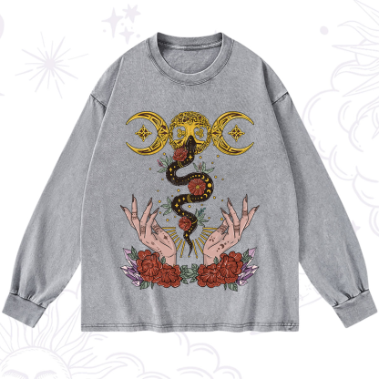 Purplehecate Lunar Bloom Washed Long Sleeve Shirt