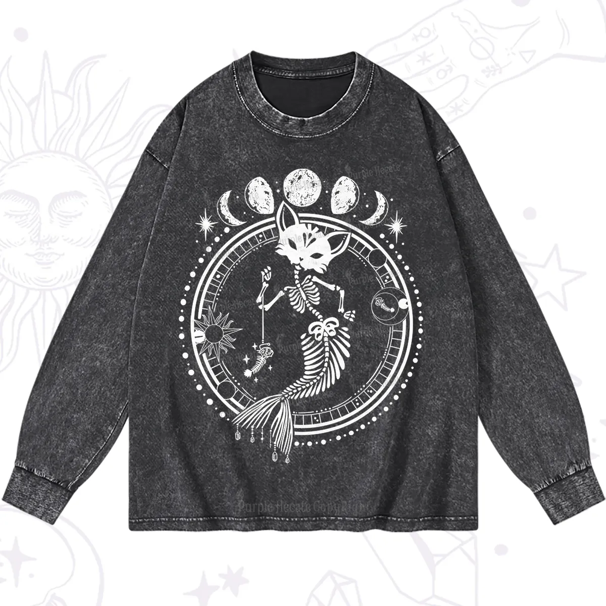 Purplehecate Purr-maid Prophecy Washed Long Sleeve Shirt