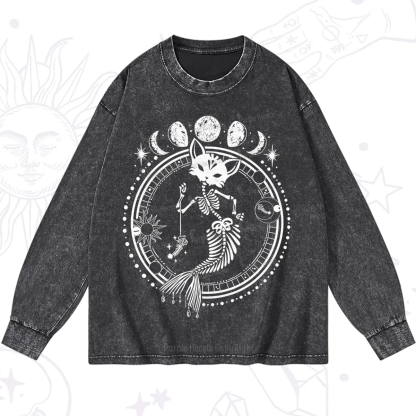 Purplehecate Purr-maid Prophecy Washed Long Sleeve Shirt