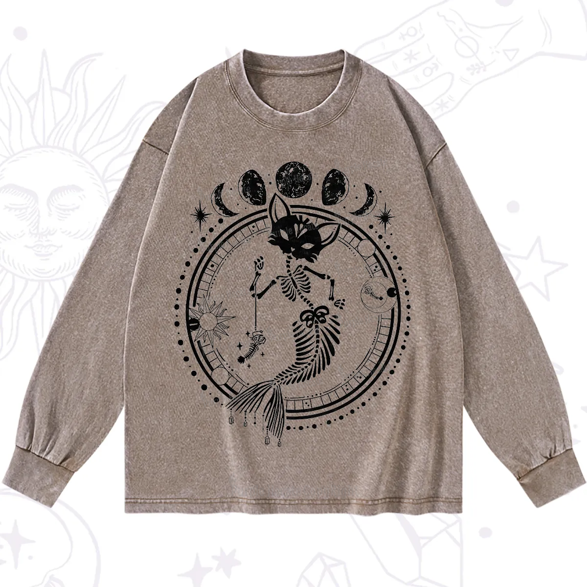 Purplehecate Purr-maid Prophecy Washed Long Sleeve Shirt