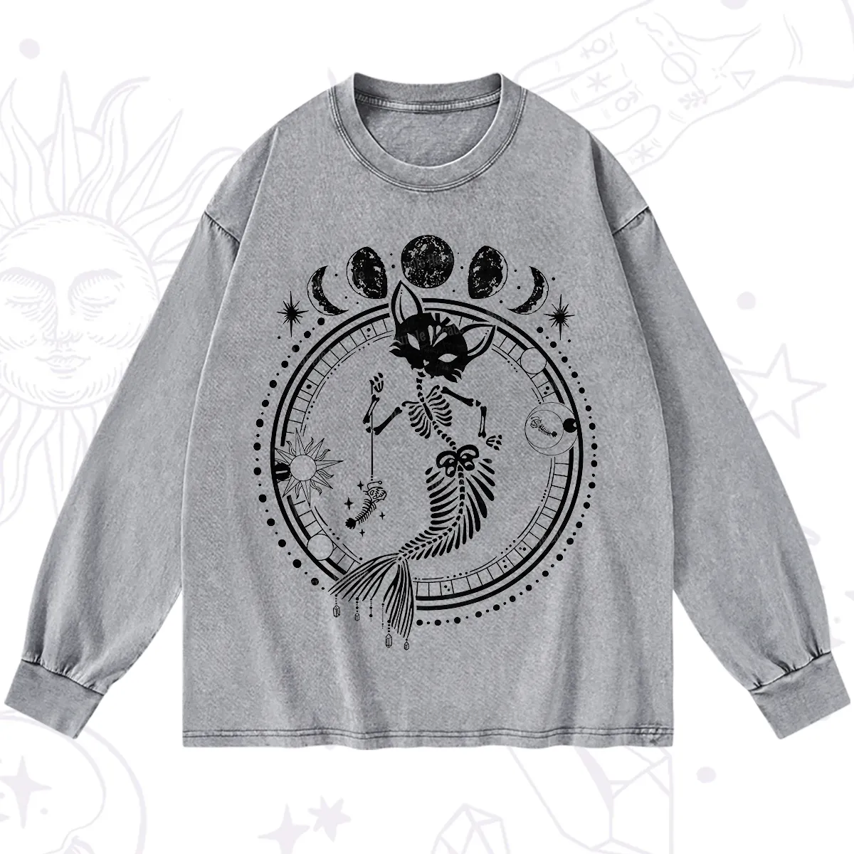 Purplehecate Purr-maid Prophecy Washed Long Sleeve Shirt