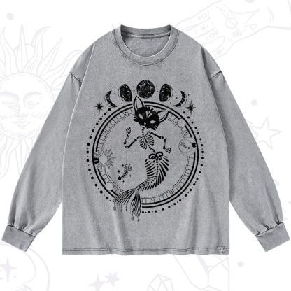 Purplehecate Purr-maid Prophecy Washed Long Sleeve Shirt