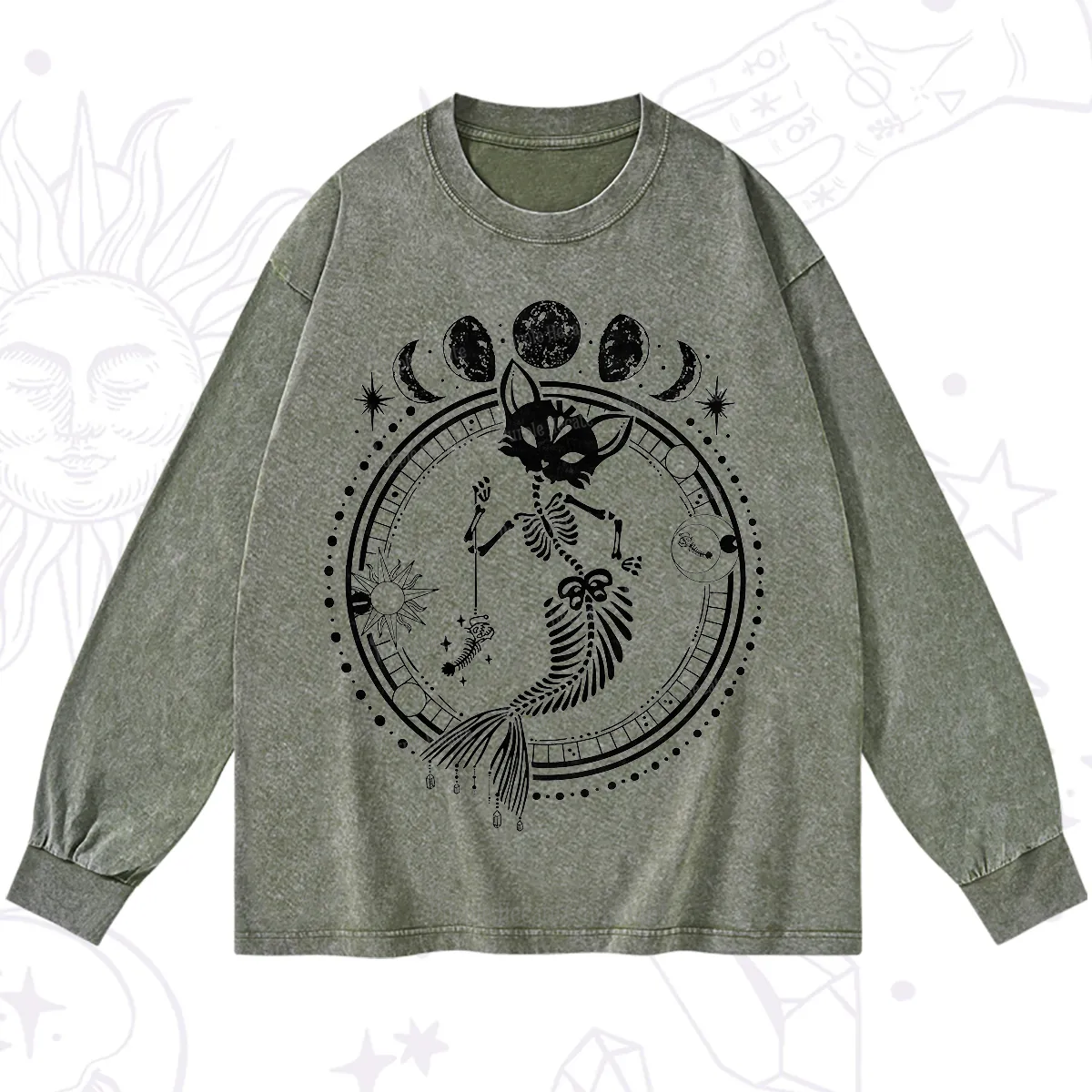 Purplehecate Purr-maid Prophecy Washed Long Sleeve Shirt