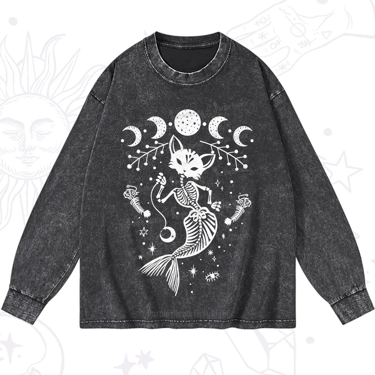 Purplehecate Purr-maid Tales Washed Long Sleeve Shirt