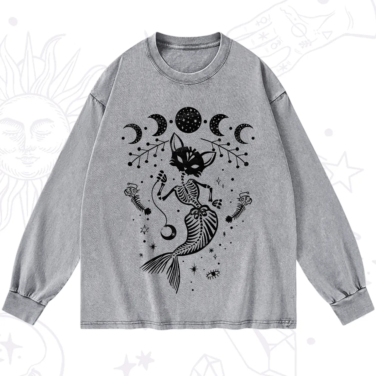 Purplehecate Purr-maid Tales Washed Long Sleeve Shirt