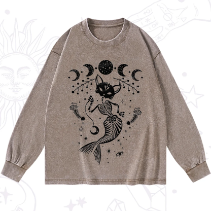 Purplehecate Purr-maid Tales Washed Long Sleeve Shirt