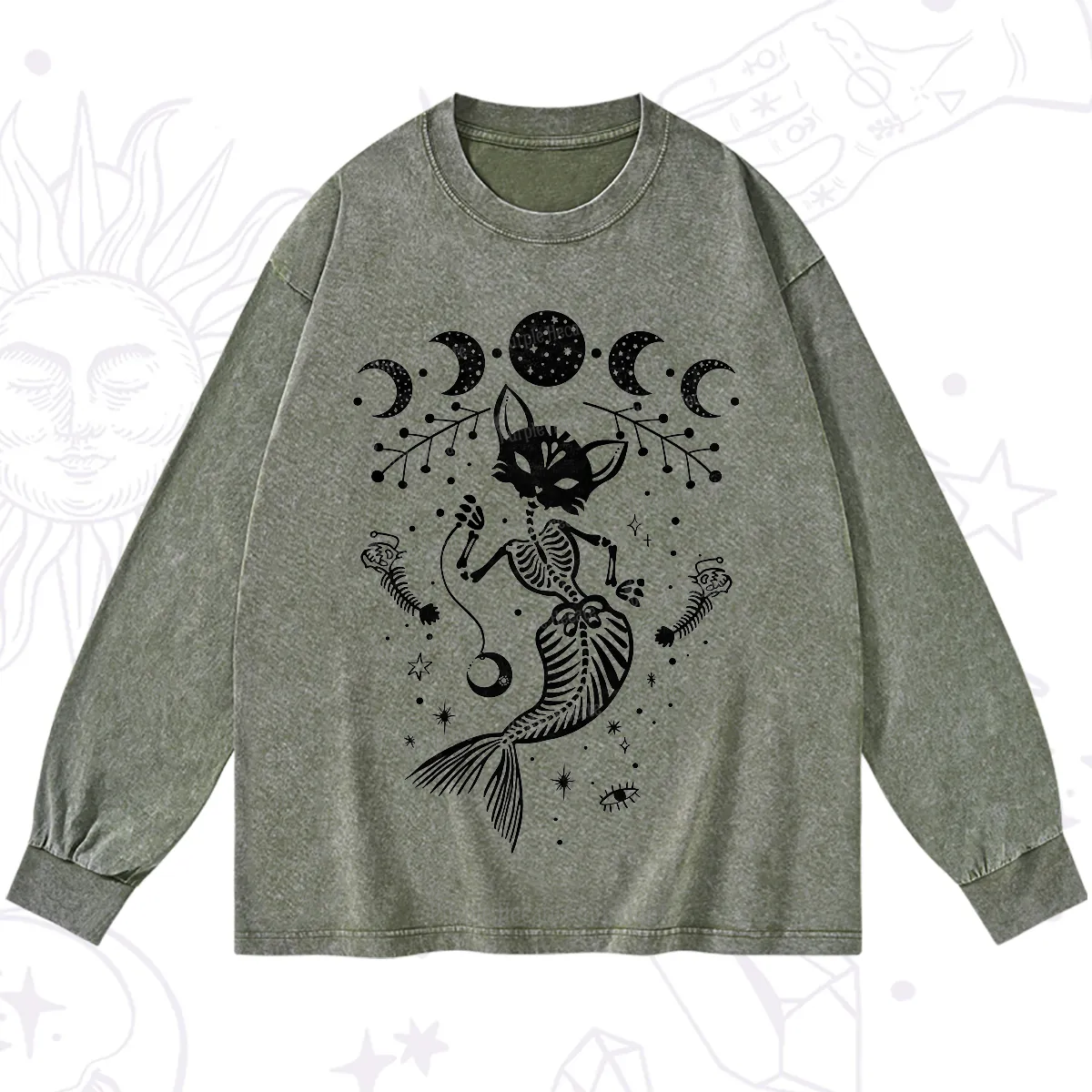 Purplehecate Purr-maid Tales Washed Long Sleeve Shirt