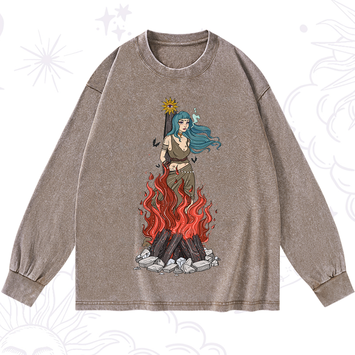 Purplehecate Witchy Woman Burned at the Stake Washed Long Sleeve Shirt