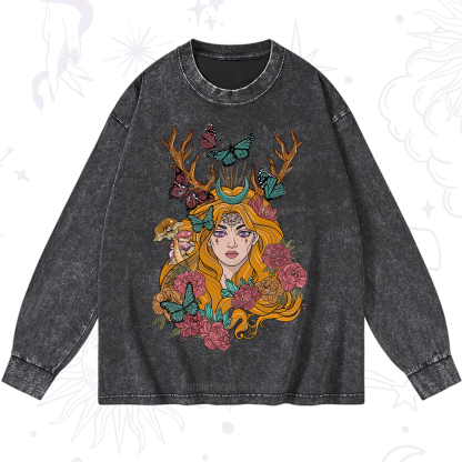 Purplehecate Butterfly Flutter Washed Long Sleeve Shirt