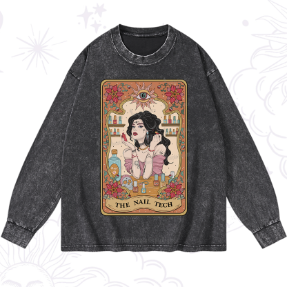 Purplehecate The Nail Tech Tarot Washed Long Sleeve Shirt