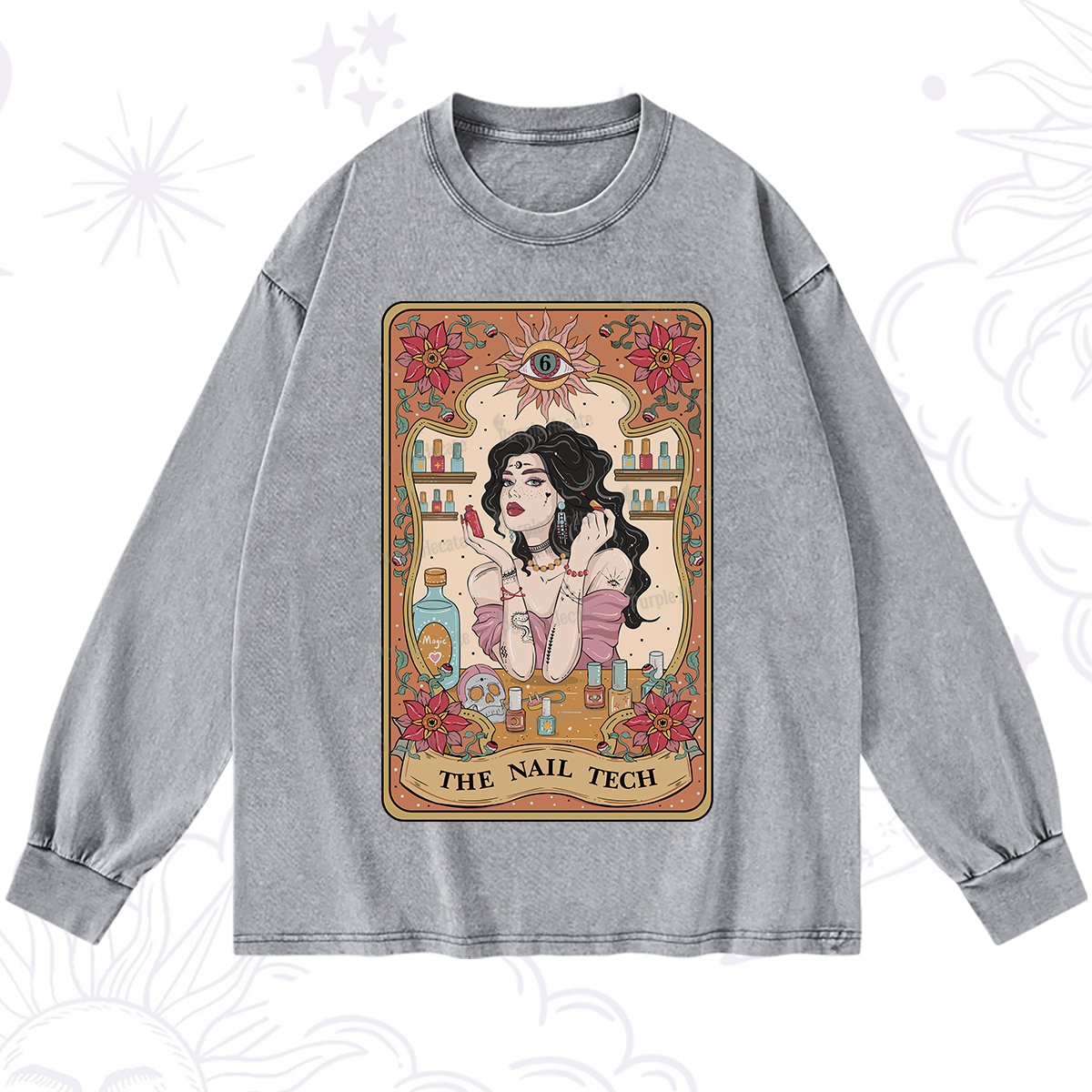 Purplehecate The Nail Tech Tarot Washed Long Sleeve Shirt