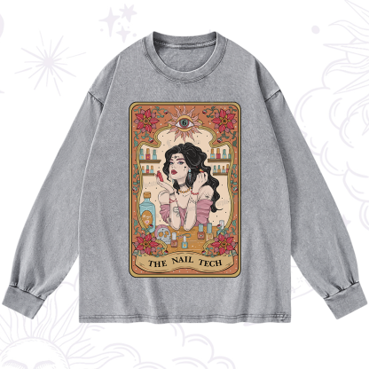 Purplehecate The Nail Tech Tarot Washed Long Sleeve Shirt