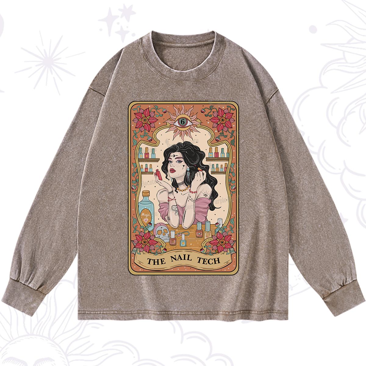 Purplehecate The Nail Tech Tarot Washed Long Sleeve Shirt