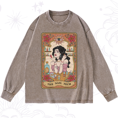 Purplehecate The Nail Tech Tarot Washed Long Sleeve Shirt
