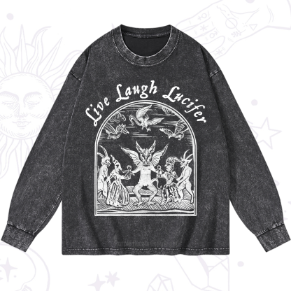 Purplehecate Live Laugh Lucifer Washed Long Sleeve Shirt