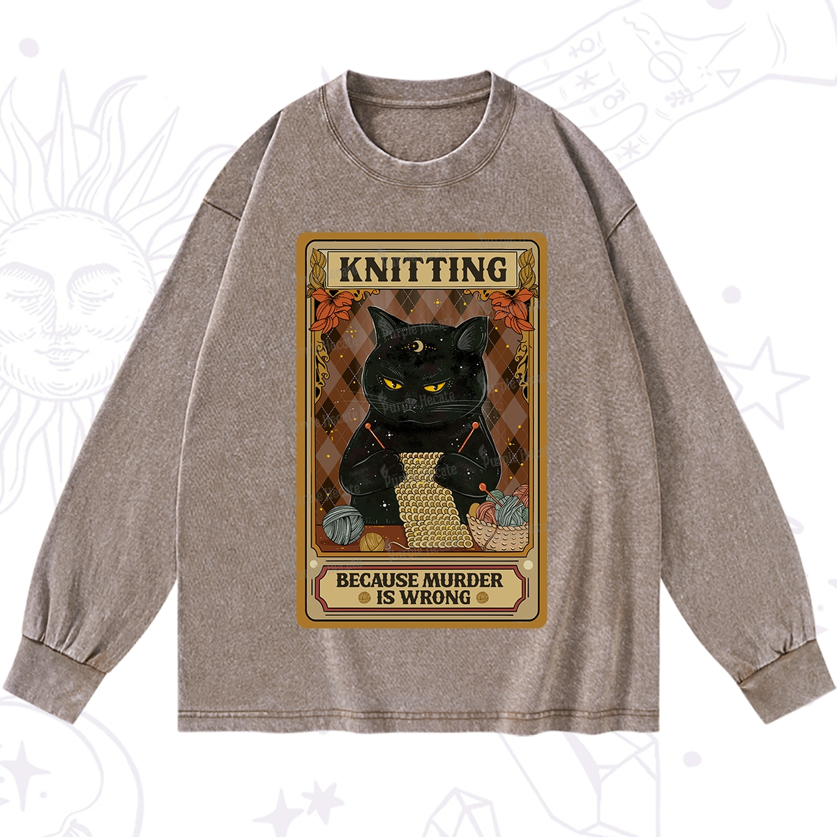 Purplehecate Knitting Because Murder Is Wrong Washed Long Sleeve Shirt