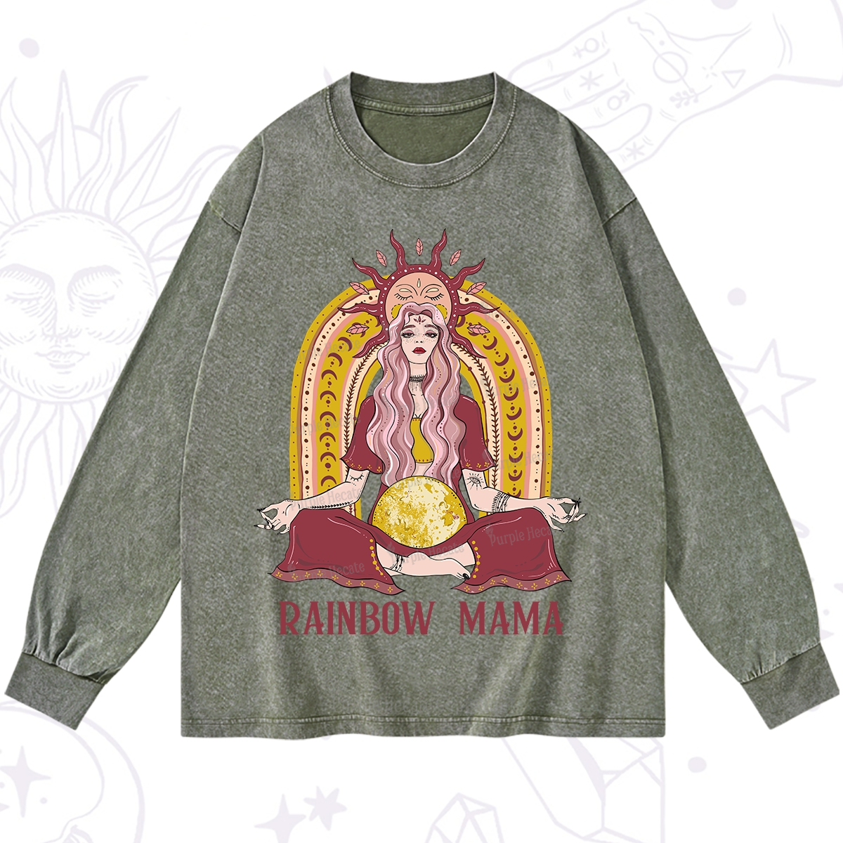 Purplehecate Rainbow Mama Washed Long Sleeve Shirt