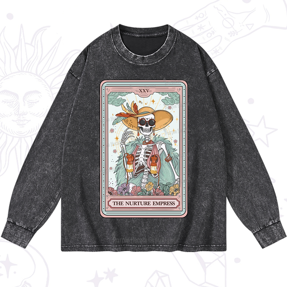 Purplehecate The Nurture Empress Tarot Washed Long Sleeve Shirt