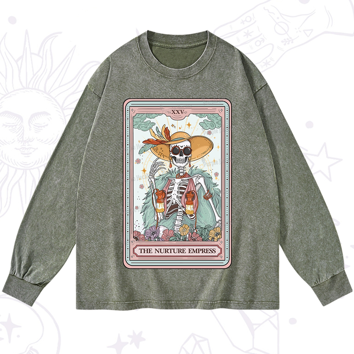 Purplehecate The Nurture Empress Tarot Washed Long Sleeve Shirt