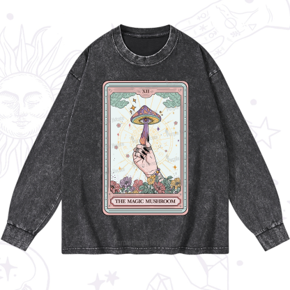 Purplehecate The Magic Murshroom Tarot Washed Long Sleeve Shirt
