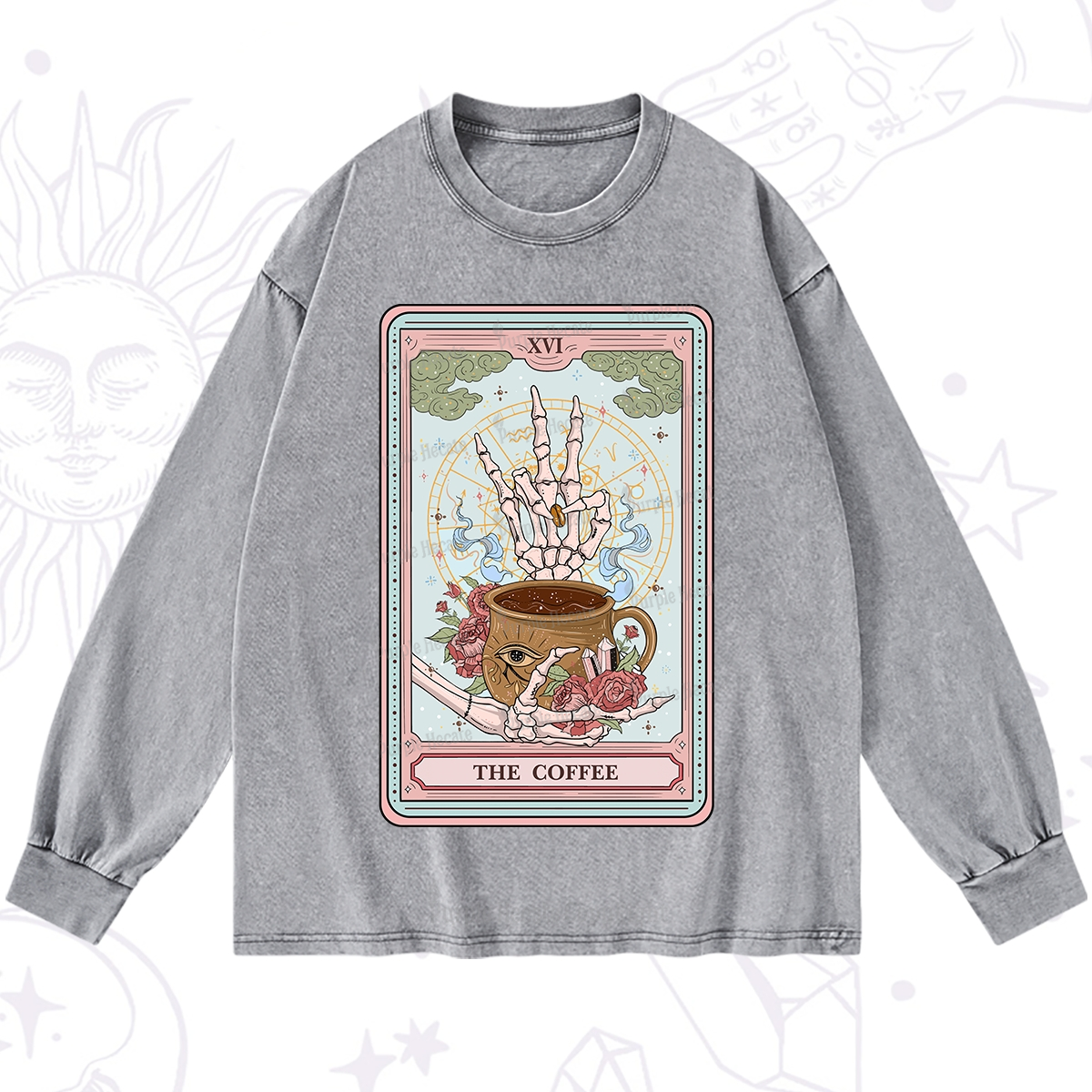 Purplehecate The Coffee Tarot Washed Long Sleeve Shirt