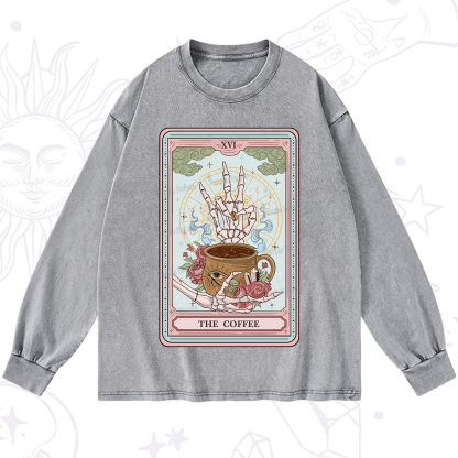 Purplehecate The Coffee Tarot Washed Long Sleeve Shirt