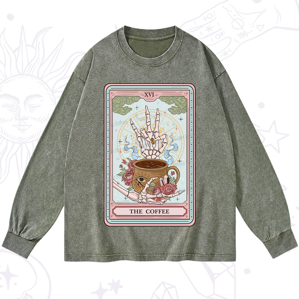 Purplehecate The Coffee Tarot Washed Long Sleeve Shirt