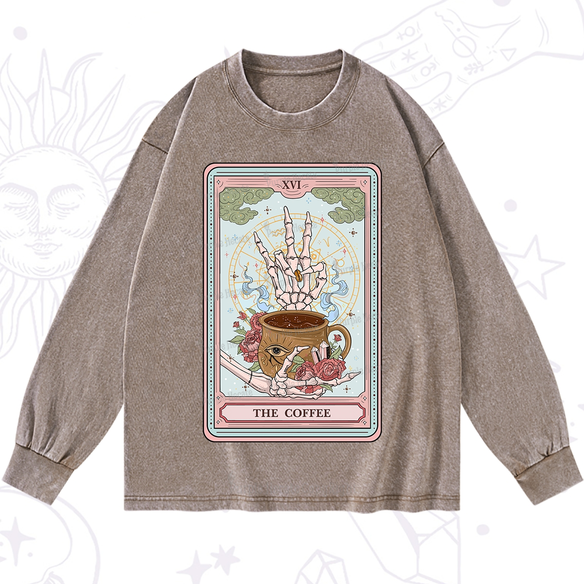 Purplehecate The Coffee Tarot Washed Long Sleeve Shirt
