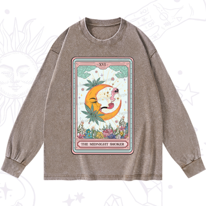 Purplehecate The Midnight Smoker Tarot Washed Long Sleeve Shirt