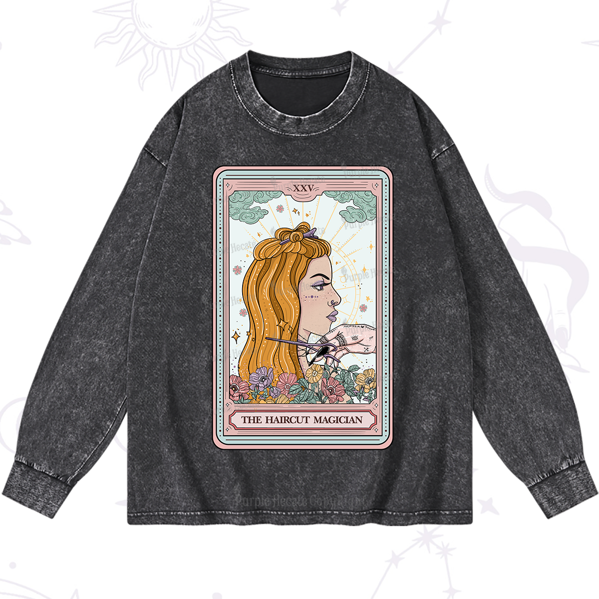 Purplehecate The Haircut Magician Tarot Washed Long Sleeve Shirt