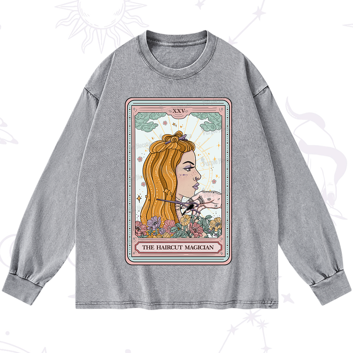 Purplehecate The Haircut Magician Tarot Washed Long Sleeve Shirt