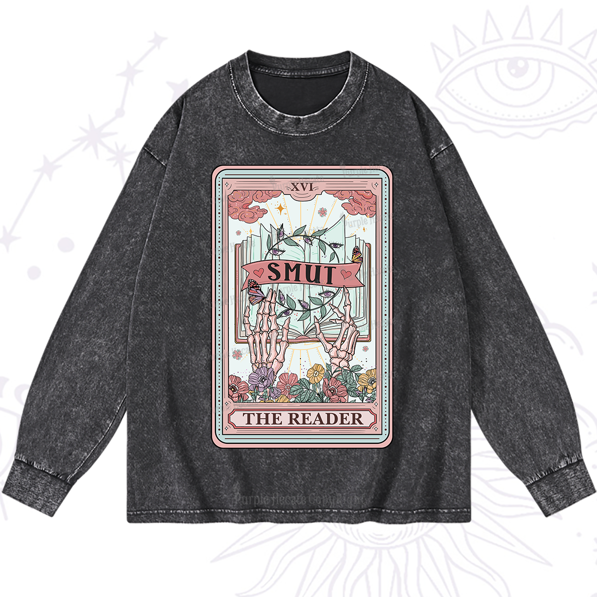 Purplehecate The Smut Reader Tarot Washed Long Sleeve Shirt