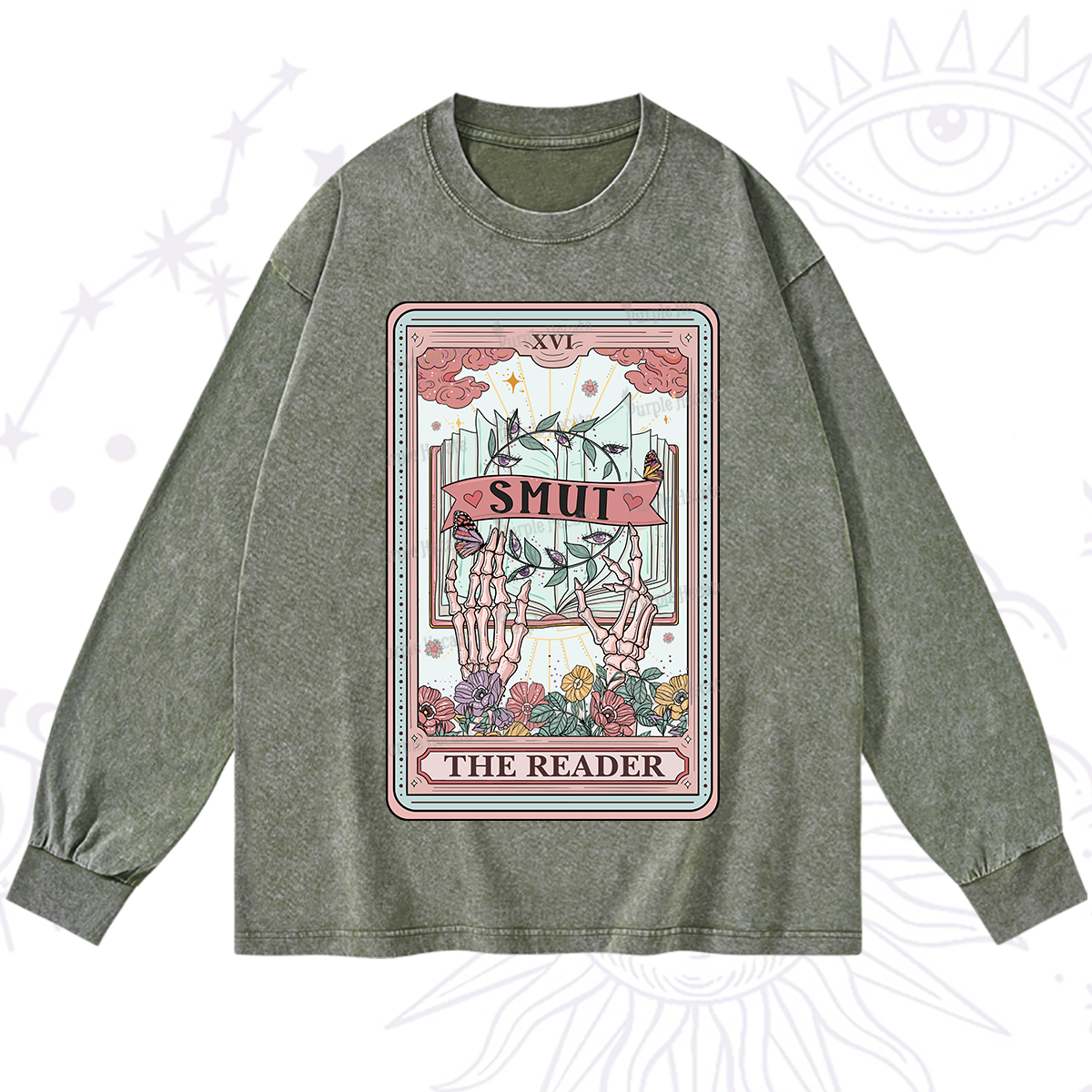 Purplehecate The Smut Reader Tarot Washed Long Sleeve Shirt